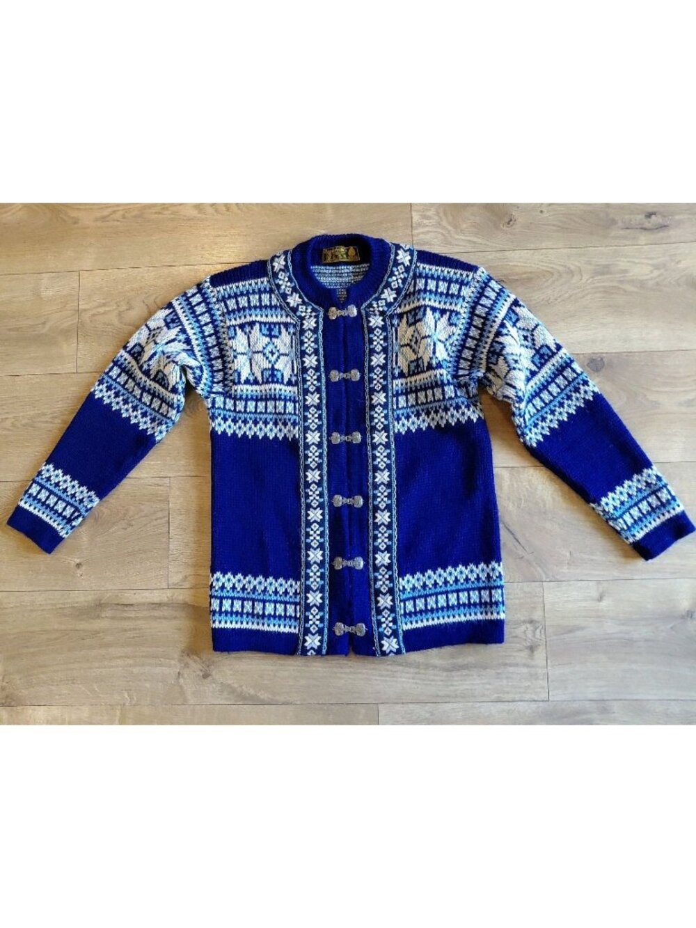 Vintage Nordstrikk Norway Unisex Metal Clasps Wool Cardigan Sweater Winter Large